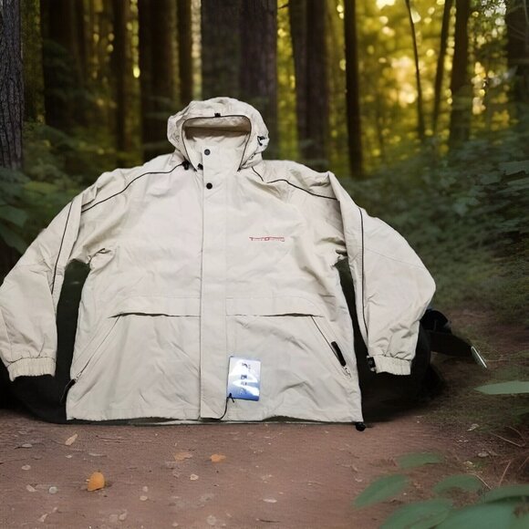 ✅North End TECHNO EZEM System Jacket Mens XL Tan Embroidered IR Logo Windbreaker - Picture 1 of 11